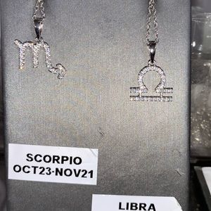 Zodiac necklace starling silver and white gold